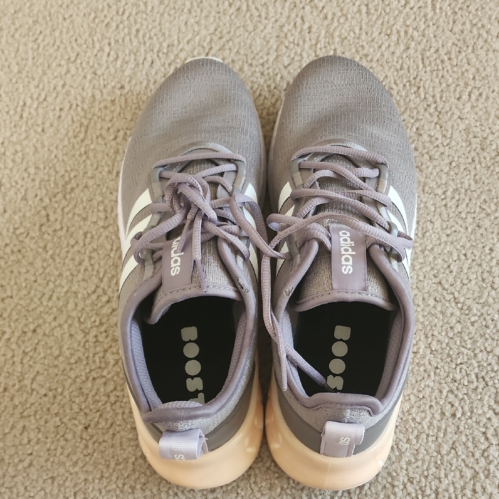 Adidas Women's Gray, Peach And White Sneakers